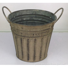 Vintage iron binaural flower bucket